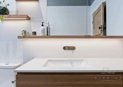 Vanity and wooden shelving
