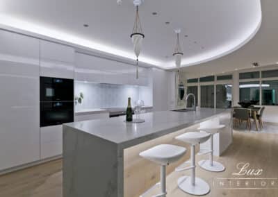 kitchen with champagne to celebrate the renovation