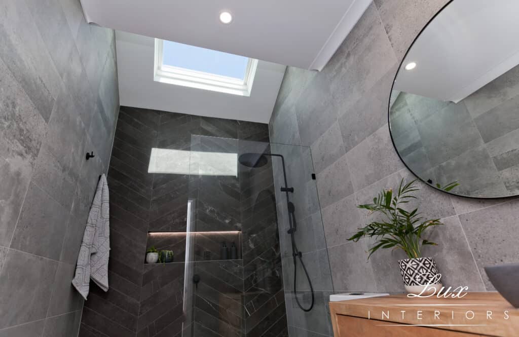 Stjames bathroom skylight and shower feature