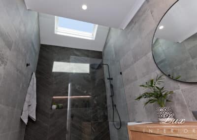 Stjames bathroom skylight and shower feature