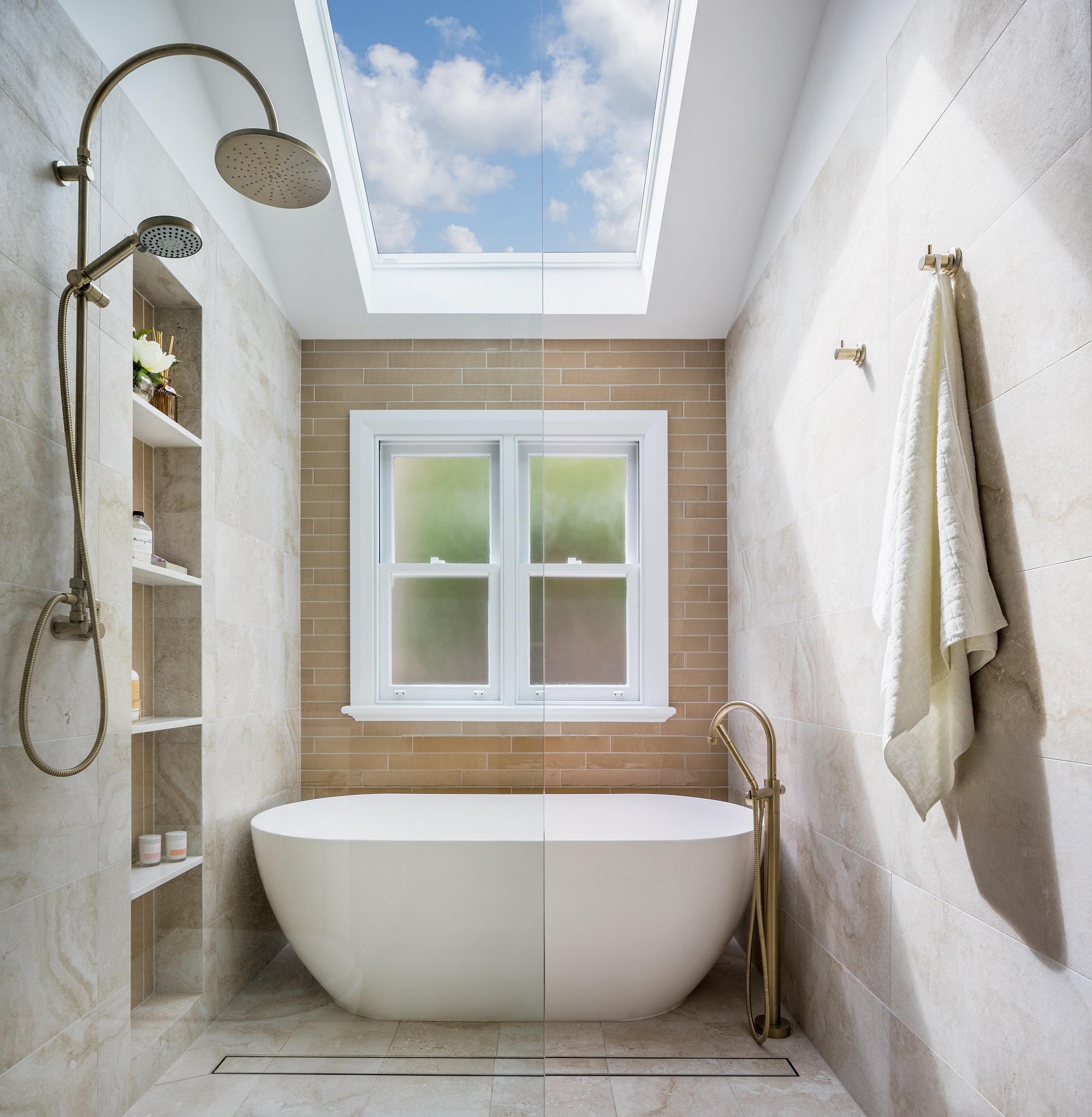 Skylight about bath and shower