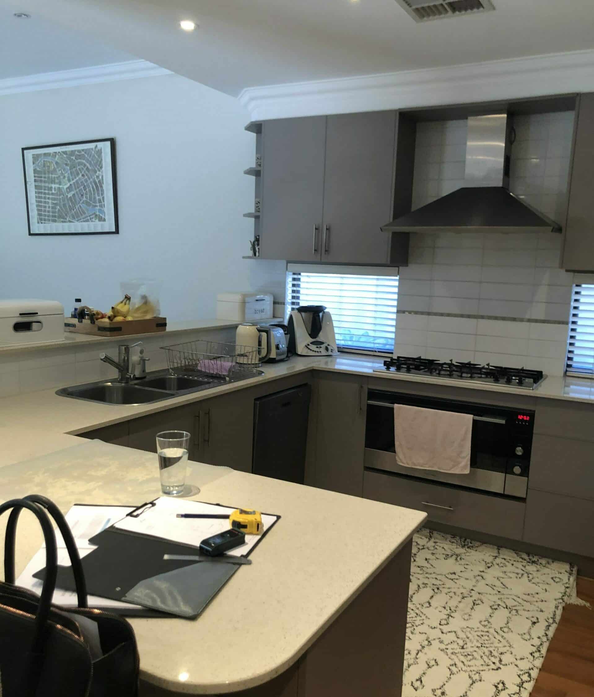 Joondanna Hamptons Kitchen Before - Dark and cluttered