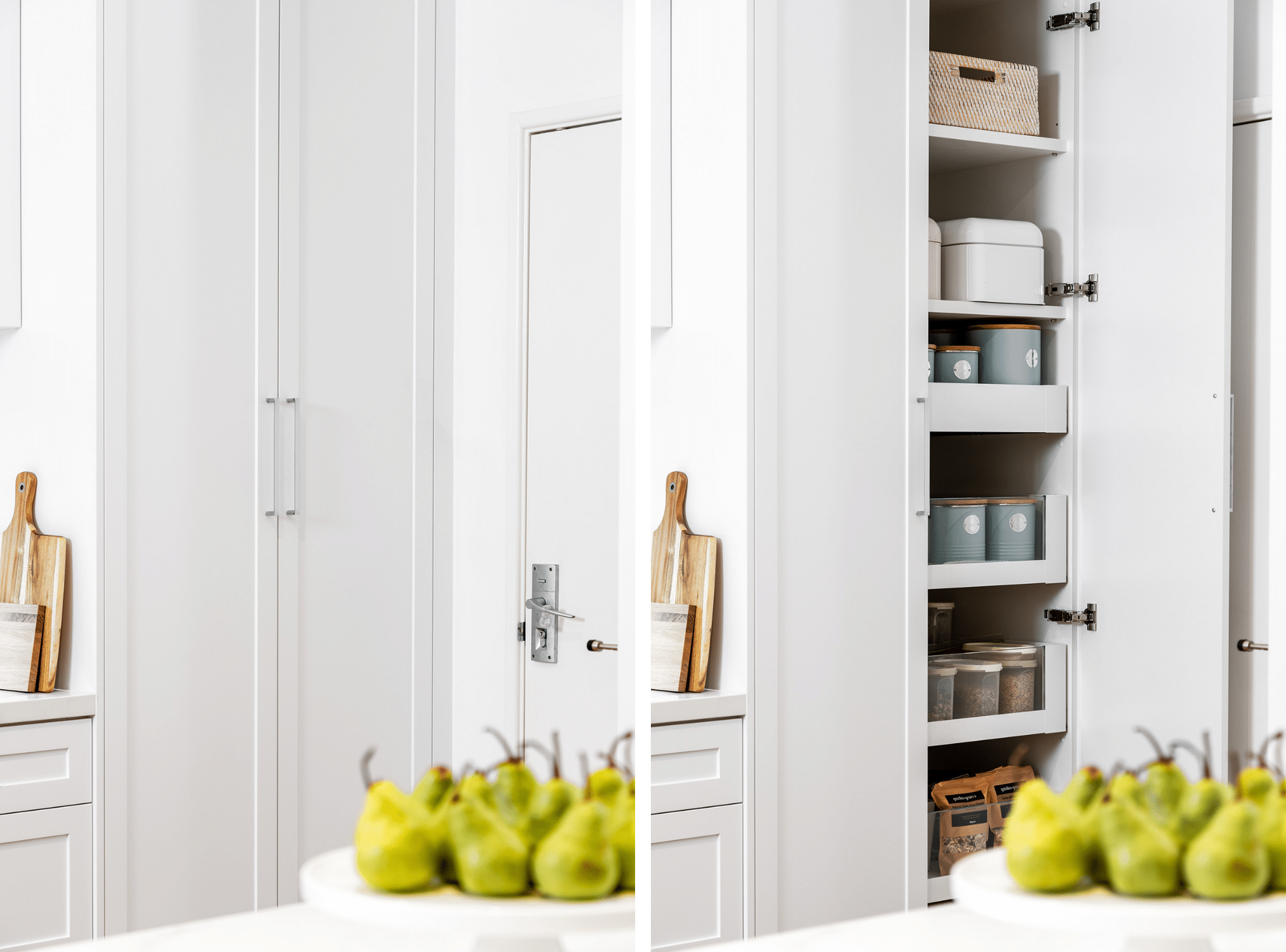 Joondanna Hamptons Kitchen Pantry open and closed