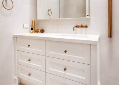 Mount lawley traditional skylit ensuite - angled towards vanity and towel rails, close up