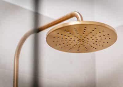 Mount lawley traditional skylit ensuite - close up of brass shower head