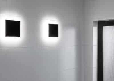 Monochrome Main Bathroom feature lights