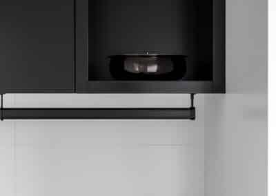 Monochrome Laundry hang rail and open shelving