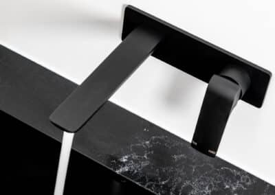Monochrome Ensuite black tapware black basin