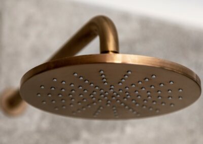 Close up of bronze shower head
