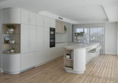 Contemporary kitchen for palm bay renovation with neutral colours and contemporary coastal style